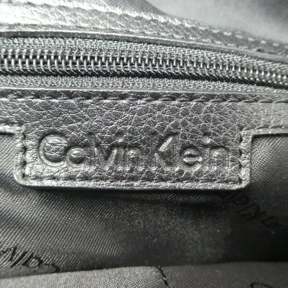 Calvin Klein Black Leather Gold‎ Lock Satchel Shoulder Bag Purse